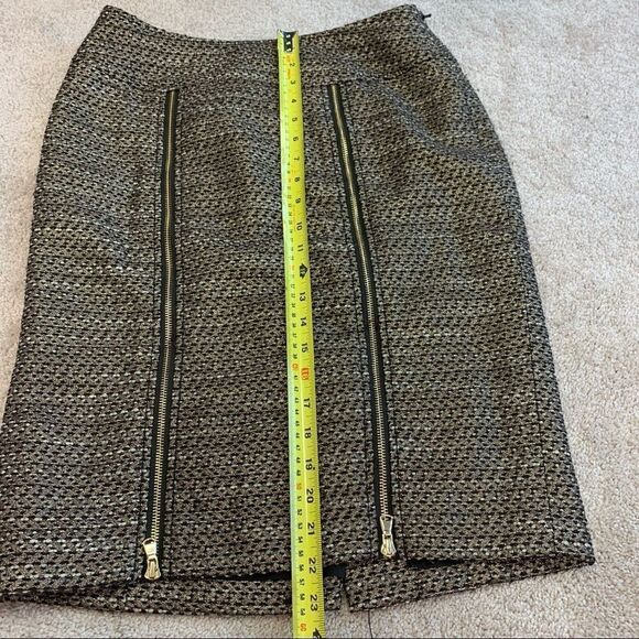 ETCETERA GOLD BRONZE METALLIC PENCIL SKIRT WOOL BLEND EXPOSED ZIPPERS SIZE 4 - Picture 12 of 12